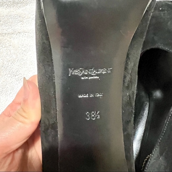 YVES SAINT LAURENT Women's Black Suede Tribtoo 80 Platform Pump Size: 8.5 - Picture 10 of 12